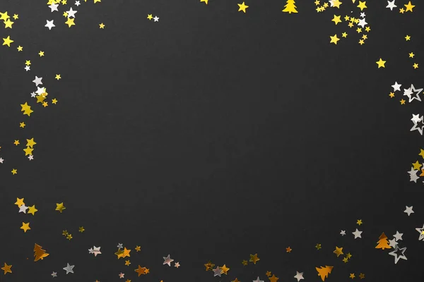 Quadro Feito Belo Confete Natal Fundo Escuro — Fotografia de Stock