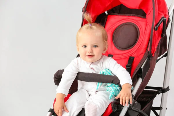 Cute Little Baby Stroller Light Background — Stock Photo, Image