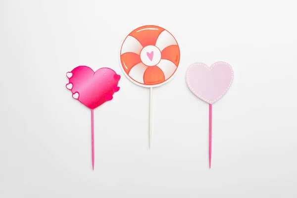 Stilvolle Cupcake Topper Auf Weißem Hintergrund — Stockfoto