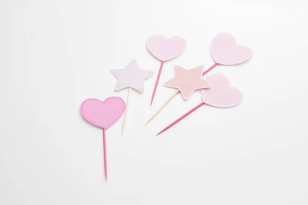 Stilvolle Cupcake Topper Auf Weißem Hintergrund — Stockfoto