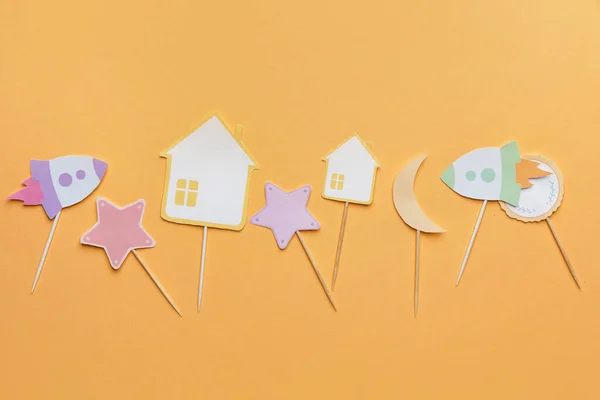 Snygg Cupcake Toppers Färg Bakgrund — Stockfoto