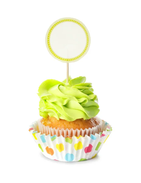 Tasty Cupcake Stylish Topper White Background — Stock Photo, Image