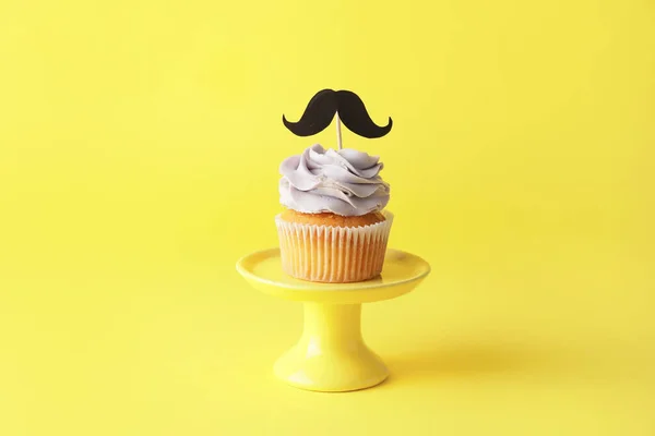 Tasty Cupcake Stylish Topper Color Background — Stock Photo, Image