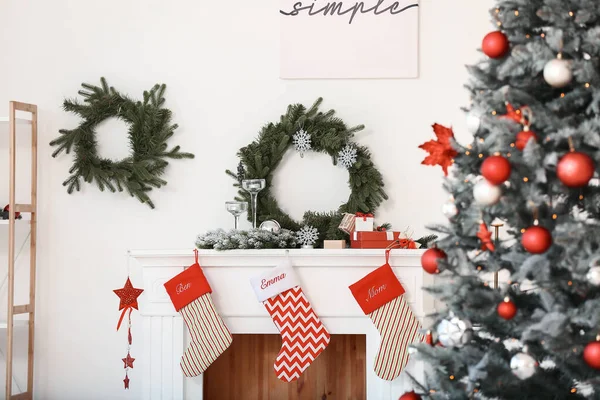 Interior Living Room Decorated Christmas — Stock Photo, Image