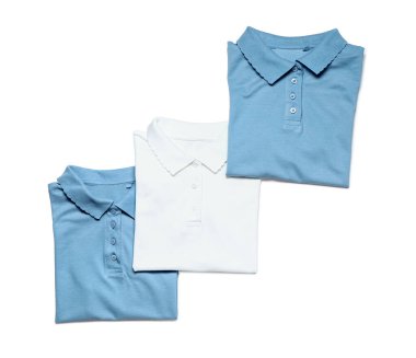 Beyaz arka planda şık okul üniforması