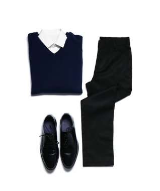 Beyaz arka planda şık okul üniforması