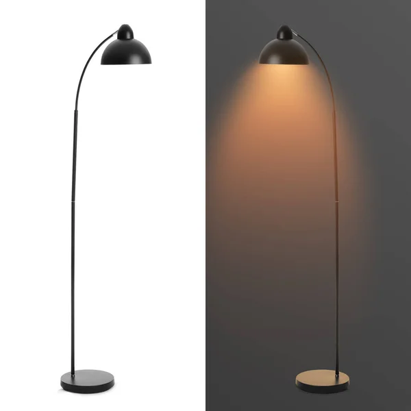 Moderne Vloerlamp Witte Zwarte Achtergrond — Stockfoto