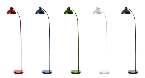 Set Van Moderne Vloerlampen Witte Achtergrond — Stockfoto