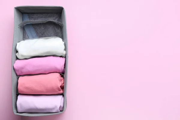 Organizer Clean Clothes Color Background — Stock Photo, Image