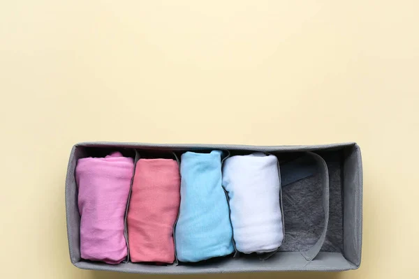 Organizer Clean Clothes Color Background — Stock Photo, Image