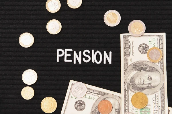 Board Word Pension Money Closeup — Stock Photo, Image