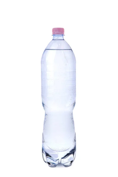 Flaska Med Rent Vatten Vit Bakgrund — Stockfoto