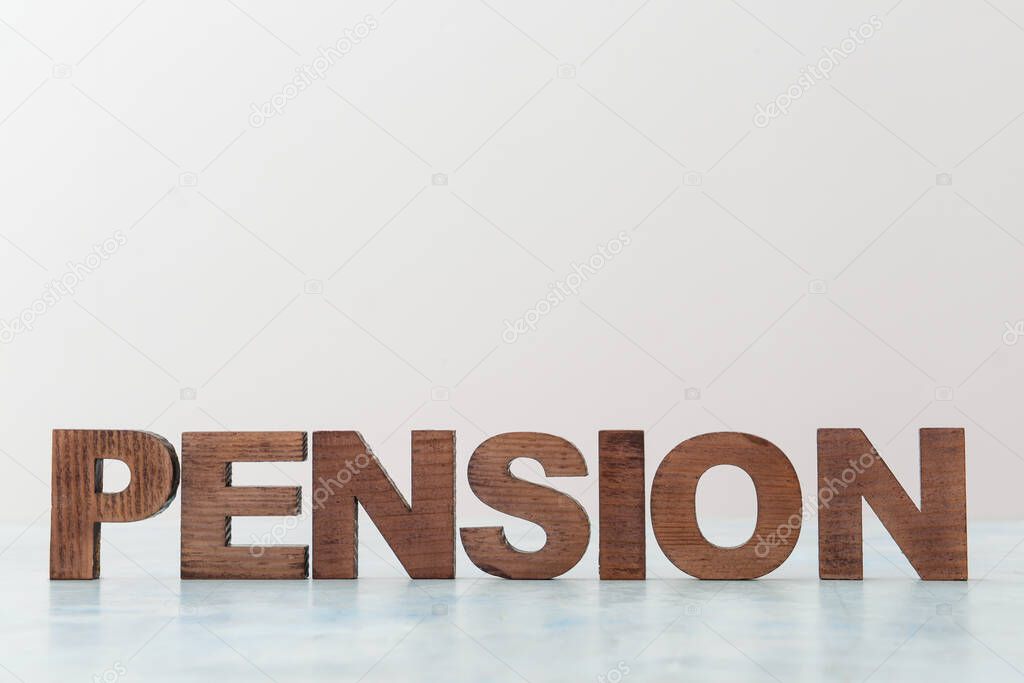 Word PENSION on light background