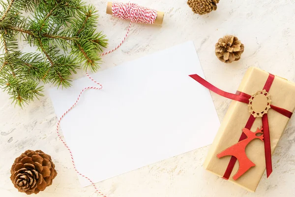 Beautiful Christmas Gift Empty Card White Background — Stock Photo, Image