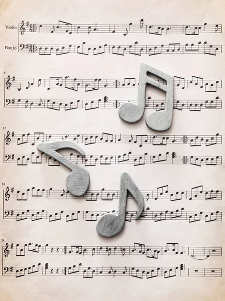 Music Sheet Notes Top View — Stock Photo, Image