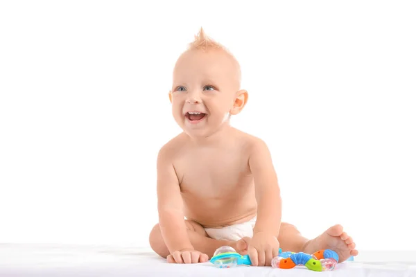 Portrait Cute Little Baby White Background — Stock Photo, Image