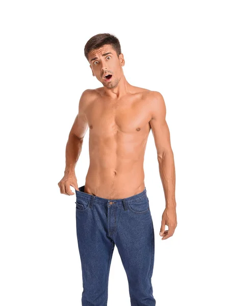 白人背景的人突然体重减轻问题 糖尿病症状 — 图库照片