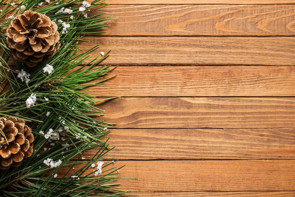 Beautiful Christmas Composition Wooden Background — Stock Photo, Image