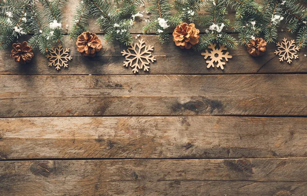 Beautiful Christmas Composition Wooden Background — Stock Photo, Image