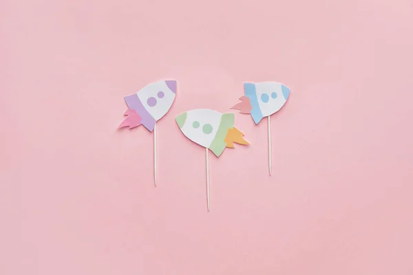 Stylish Cupcake Toppers Color Background — Stock Photo, Image