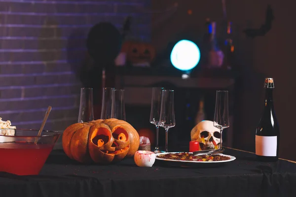 Zestaw Stołowy Halloween Party Pokoju — Zdjęcie stockowe