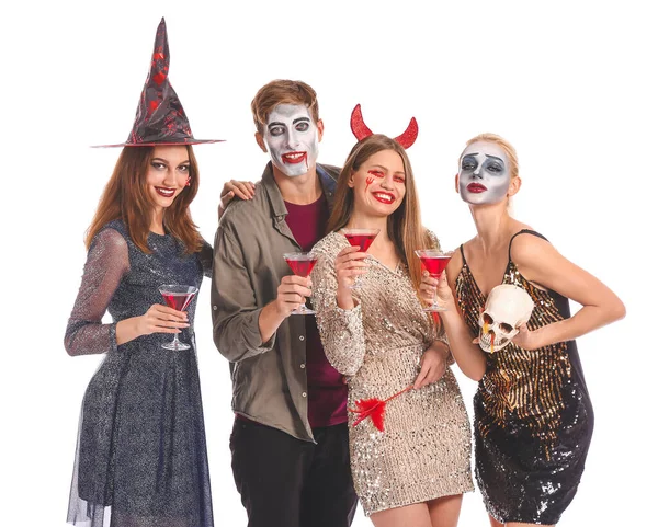 Amis Costumes Halloween Sur Fond Blanc — Photo