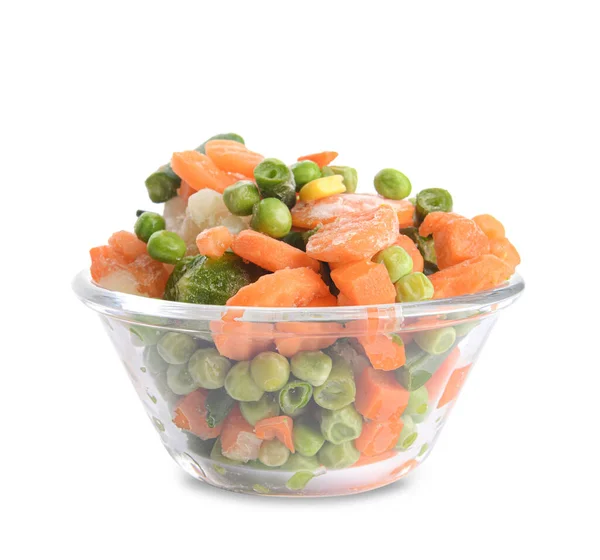 Mix Frozen Vegetables Bowl White Background — Stock Photo, Image