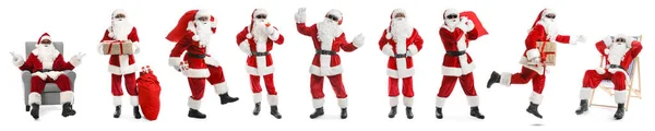 Set Con Babbo Natale Afroamericano Sfondo Bianco — Foto Stock