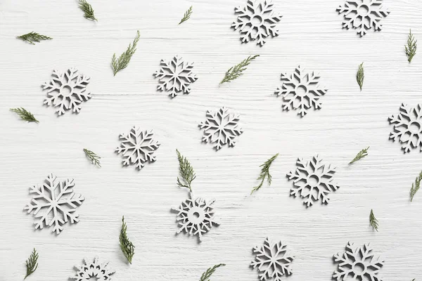 Beautiful Christmas Snowflakes Light Background — Stock Photo, Image