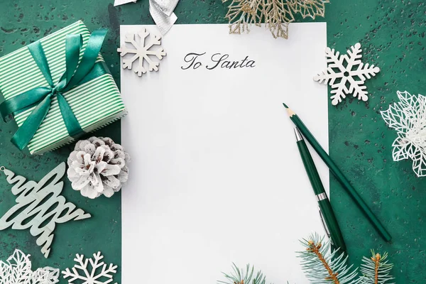 Letter Santa Christmas Decor Color Background — Stock Photo, Image