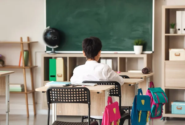 Cute Little Schoolboy Classroom — Stock Photo, Image