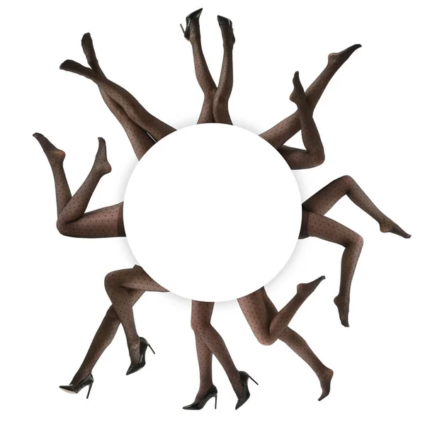 Beine Schöner Junger Frauen Strumpfhosen Auf Weißem Hintergrund Mit Platz — Stockfoto
