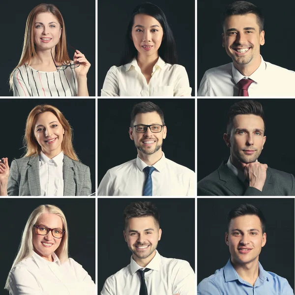 Collage Business People Dark Background — Stock Photo, Image