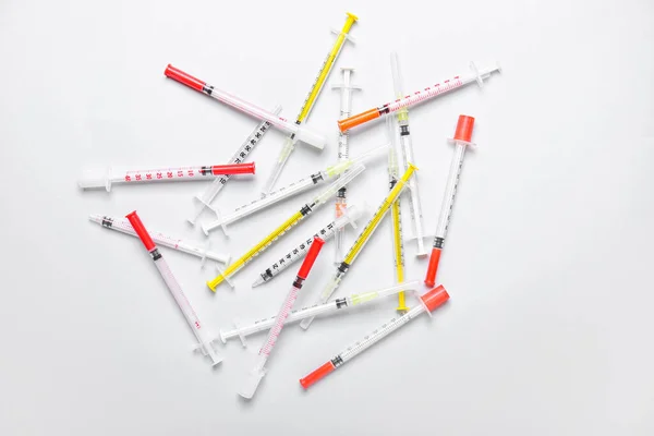 Syringes Insulin Injection White Background Diabetes Concept — Stock Photo, Image