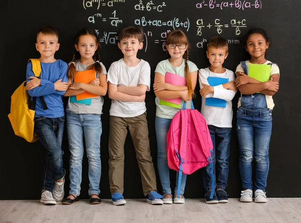 Cute Pupils Blackboard Classroom — Stock Photo, Image
