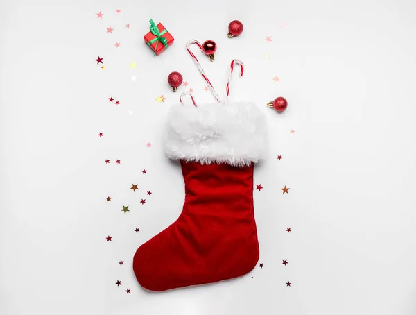 Christmas Sock Decor White Background — Stock Photo, Image