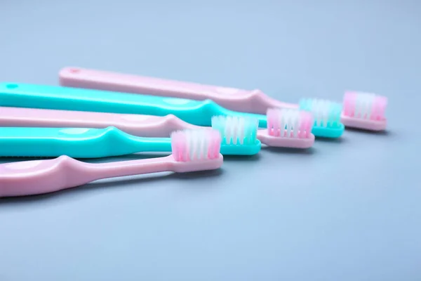 Tooth Brushes Grey Background — Stock Photo, Image