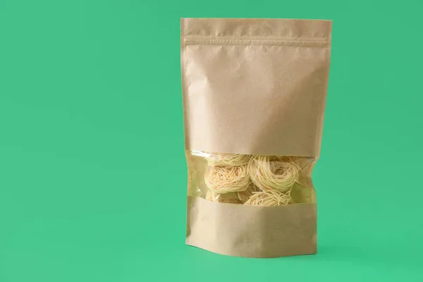 Paper Bag Pasta Color Background — Stock Photo, Image
