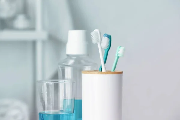 Set Für Mundhygiene Badezimmer — Stockfoto