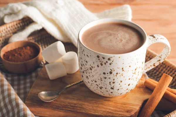 Cup Tasty Cocoa Drink Marshmallows Table — Stock Photo, Image