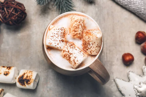 Cup Tasty Cocoa Drink Marshmallows Table — Stock Photo, Image