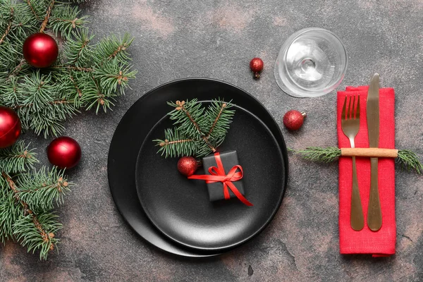 Weihnachtstisch Auf Grauem Hintergrund — Stockfoto