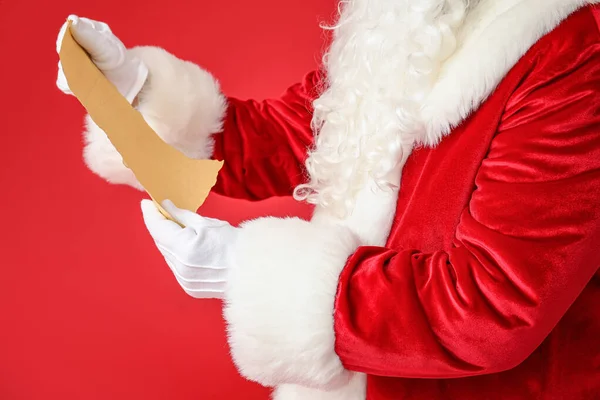 Papai Noel Com Letra Sobre Fundo Cor — Fotografia de Stock