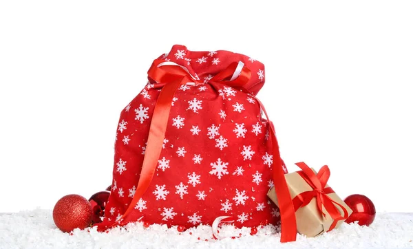 Santa Bag Gifts White Background — Stock Photo, Image