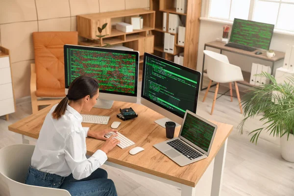 Kvinnlig Programmerare Kontoret — Stockfoto
