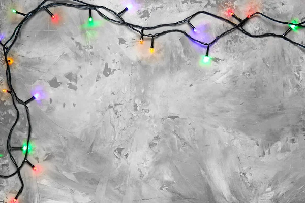 Christmas Lights Grey Background — Stock Photo, Image