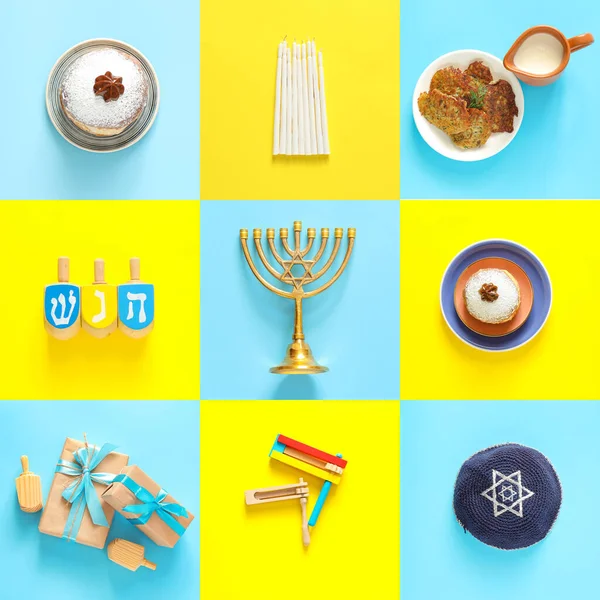 Sammansättning För Hannukah Fest Färg Bakgrund — Stockfoto