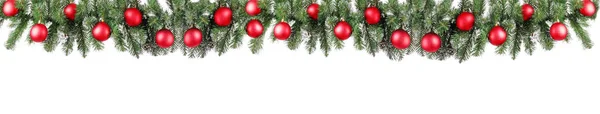 Όμορφα Κλαδιά Χριστουγεννιάτικου Δέντρου Λευκό Φόντο — Φωτογραφία Αρχείου