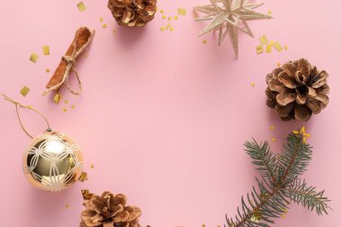 Renk arkaplanındaki güzel Noel kompozisyonu