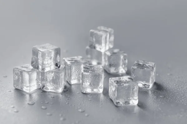 Ice Cubes Grey Background — Stock Photo, Image